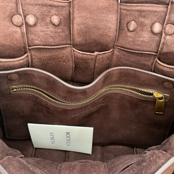 Bottega Veneta Cassette Suede Shoulder Bag Weaved Brown Gold Chain Link Strap - Picture 6 of 10